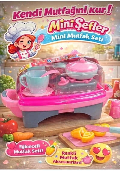Ocaklı Mutfak Setim - 10+ Parça Tencere Tava Ve Çay Seti - Eğitici Evcilik Oyuncakları