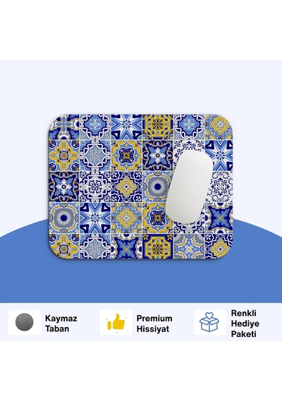 Tabloe Turkuaz Premium Desenli Mouse Pad - 23x19 Cm 4mm Kalınlık - Kaydırmaz Tabanlı Kaliteli Mousepad