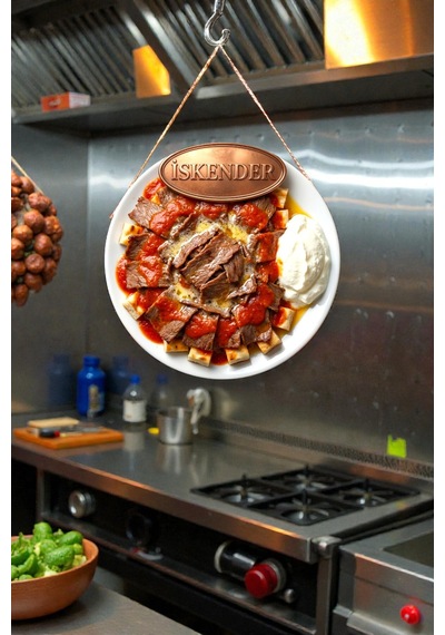İskender Temalı İpli İpli Mdf Ahşap Kapı Duvar Süsü, Restoran, Salon, Mutfak Dekoratif Tablo