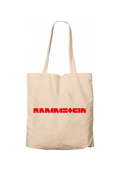 Rammstein Text Red Krem Kanvas Bez Çanta Krem