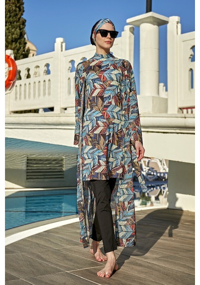 Remsa Mayo Remsa Tesettür Mayo Üzerine Tek Kaftan Kimono Pareo Rp008 Tülay Siyah