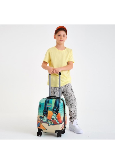 Coral High Kids Çivit Neon Turuncu Kaykay Desenli Çocuk Valizi 16742