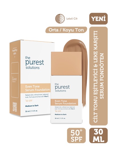 The Purest Solutions Cilt Tonu Eşitleyici & Leke Karşıtı Serum Fondöten SPF50+ 30 ML Orta / Koyu Ton