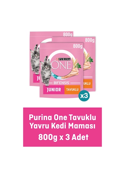 Purina One Junior Tavuklu Yavru Kedi Maması 3 x 800 G
