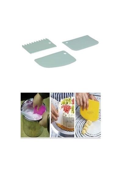 3'lü Hamur Kazıyıcı Ve Şekillendirici Set Pasta Spatulası Seti Kek Kreması Düzleştirici, Hamur Kesici, Diğer