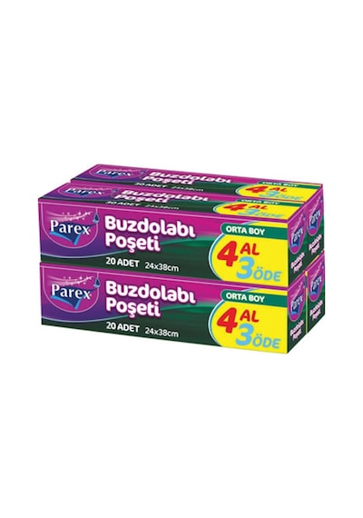 Parex 4 Al 3 Öde Orta Boy Yeni Tip Buzdolabı Poşeti 24 x 38 CM