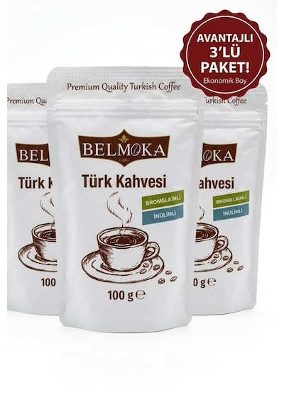 Bromelain Ve İnülin Katkılı Türk Kahvesi 3'lü Avantaj Paketi 3 100 Gr Türk Kahvesi