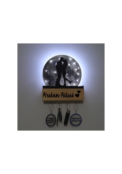Led Işıklı Pleksi Dolunay Kişiselleştirilebilir Biblo Ametist Öpüşen Sevgili Anahtar Askılığı Gri - 737347088 Gri