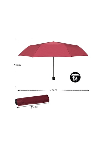 Eleven Markets Mini Çanta Boy Bayan Şemsiyesi Bordo Manuel Şemsiye Bordo