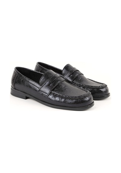 Libero L085.k010 Kroko Desenli Klasik Tpu Taban Kadın Loafer Ayakkabı Siyah