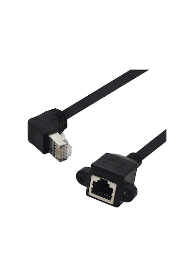 4777 Rj45 Dişi Erkek Uzatma 1.5m Dirsek 90 Derece Panel Tipi Cat6
