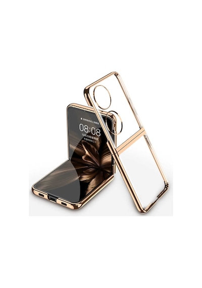 Huawei P50 Pocket Kilif Metal Görünümlü Esnek Kipta Kapak 472928988