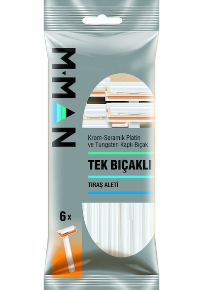 M Man Tek Bıçaklı Tıraş Aleti 6'lı Poşet 2 Adet