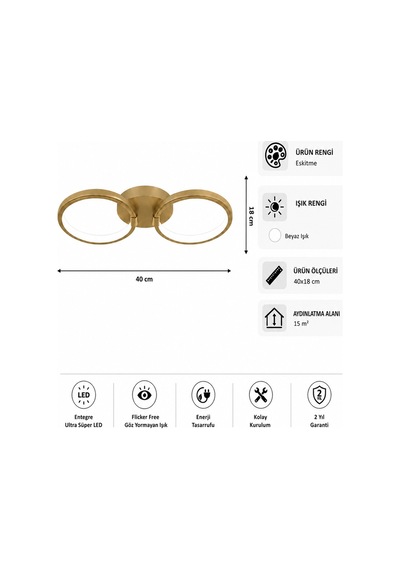 AvizeGO Onto Led Plafonyer Avize Beyaz Işık Eskitme