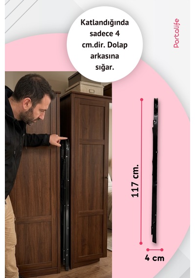Portalife 3 Basamaklı Siyah Çelik Şık Merdiven 3 Basamak