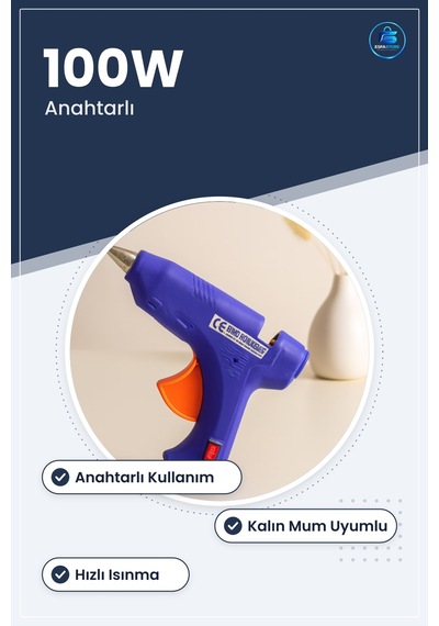 Silikon Tabancası 100w Anahtarlı Kalın Mum Uyumlu Sıcak Yapıştırm