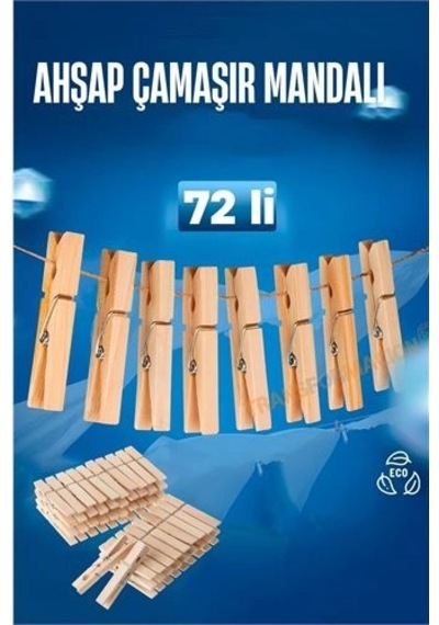 Ahşap Çamaşır Mandalı 72 Adet 721654 40 x 19