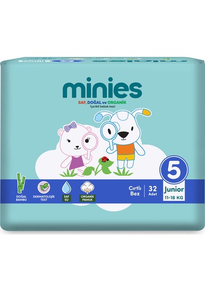 Minies Bebek Bezi Junior 5 Beden 11-18 Kg 32 Adet 6'lı Paket