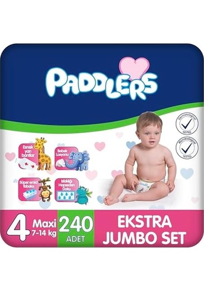 Bebek Bezi 4 Numara Maxi 7-14 Kg 240 Adet Ekstra Set
