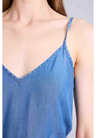 Defacto Fashıon Fıt Tencel Açık İndigo Midi Elbise H2539ax26hsnm85 İndigo-nm85