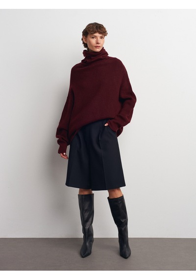 Dilvin 2268 Balıkçı Yaka Geniş Kazak-koyu Bordo Koyu Bordo