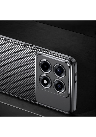 Xiaomi 14t Pro Kılıf Karbon Görünümlü Silikon Kamera Korumalı Üstün Koruma Pazarplus Siyah