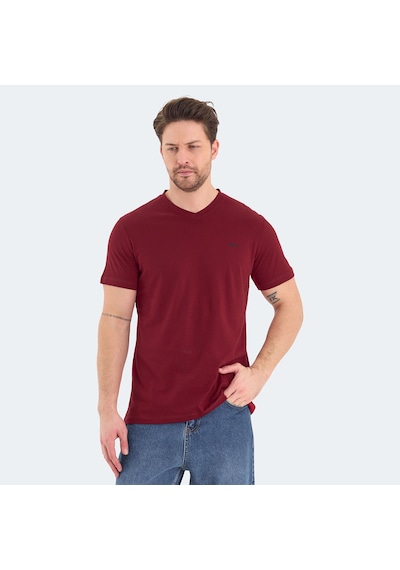 Slazenger RIVALDO Erkek V Yaka Bordo Tişört