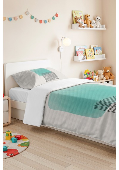 Mint Geometrik Modern Genç Odası Tek Kişilik Pike Takımı - Çizgili Antrasit 160x220 Cm Yatak Örtüsü Killi Anı Işıltısı