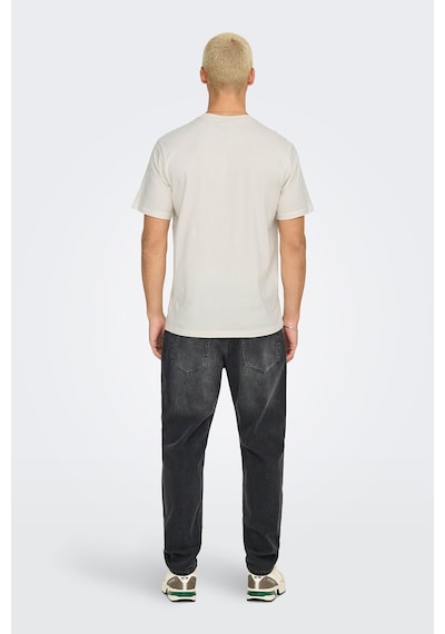 Only & Sons Erkek Onsdawson Regular Fit Kısa Kollu %100 Pamuk T-shirt 22033190 Ekru Ekru