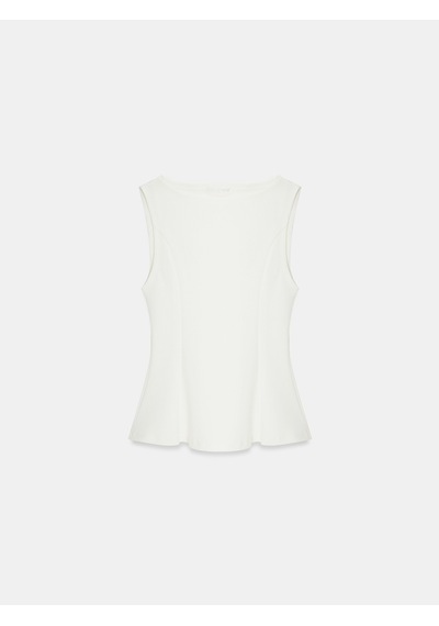 Dilvin 21001 Kayık Yaka Peplum Top-ekru