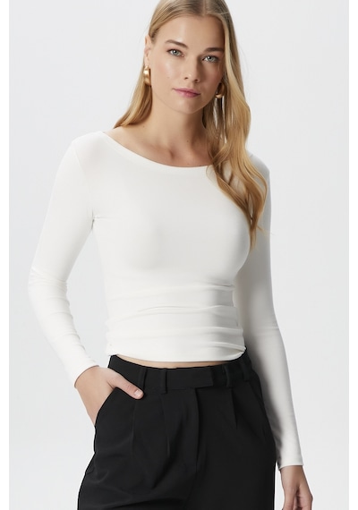 Ritnice Kayık Yaka Need Uzun Kollu Ekru Soft Top / Bluz Ekru