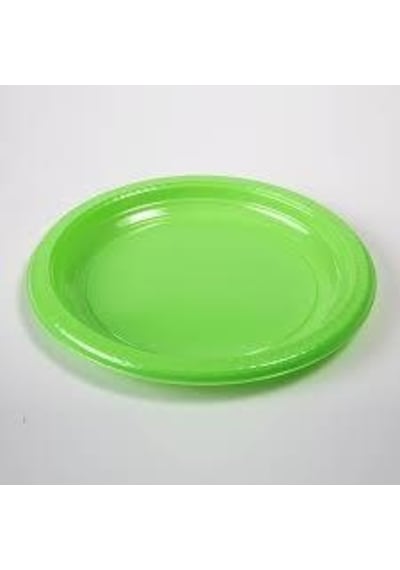Roll-up Plastık Yesıl Renklı Partı Tabak 25 Lı Yuvarlak 22 Cm