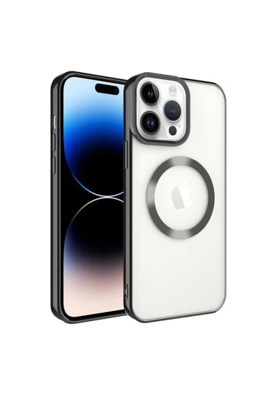 Apple Uyumlu iPhone 14 Pro Kılıf M-safe Wireless Şarj Özellikli Zore Setro Silikon Siyah