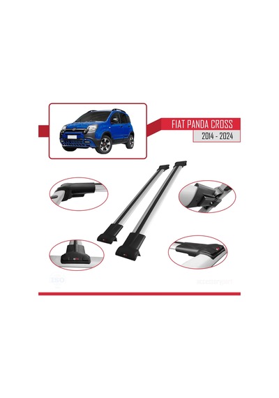 Fiat Panda Cross 2014 Ve Sonrası İle Uyumlu Fly Model Ara Atkı Tavan Barı Gri