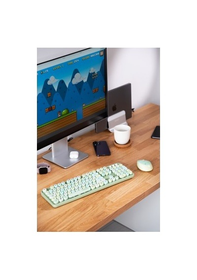 Everest Round Km-6282 Renkli Tuşlu Yeşil Kablosuz Q Multimedia Klavye + Mouse