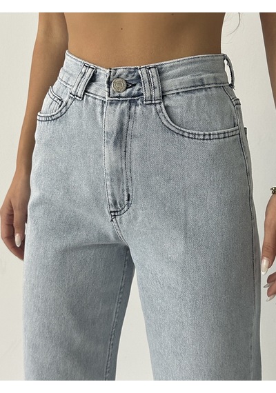 Blue Marlın Kadin Buz Kar Çift Köprülü Paça Söküm Detayli Kot Pantolon Jeans Mavi