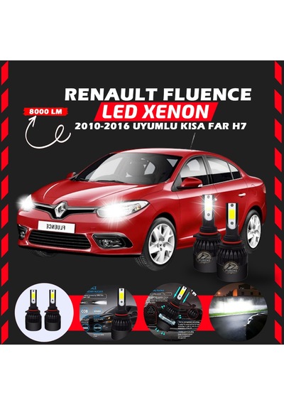 Renault Fluence 2010-2016 Kısa Far Uyumlu Şimşek Etkili Led Xenon Light Series H7