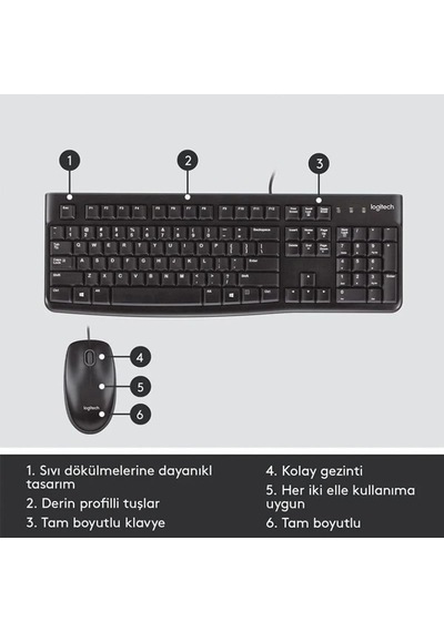 Logitech Klavye & Mouse Mk120 Kablolu Usb