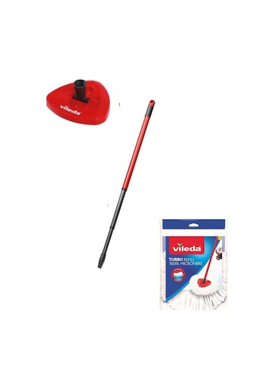 Vileda Turbo Sap + Turbo Classic Üçgen Başlık + Mikrofiber Yedek Paspas 3'Lü Avantak Set