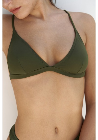 Mai Collection Mai Studios Co. Bintang Ayarlanabilir Üçgen Haki Bikini Üstü Haki
