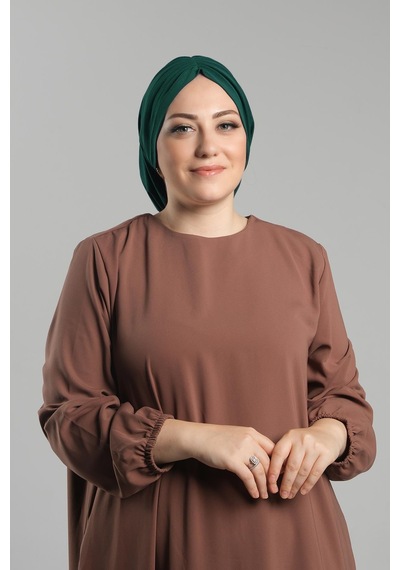 Hürrem Bone Zümrüt Pratik Hazır Geçmeli Tesettür Bone Sandy Büzgülü Salaş 2119 37 Zümrüt