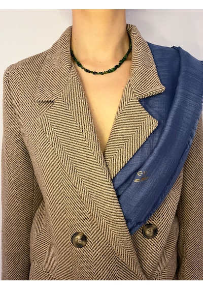 Choker Model Amorf Kesim Doğal Diopsit Taşı Kolye Yeşil