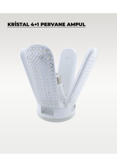 60w Kristal Pervane 4+1 Kanatlı Ampul 6500k Beyaz Işık 1 Adet