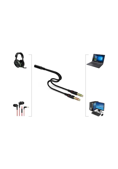 Aux 3.5 Mm Kulaklık Mikrofon Dönüştürücü Birleştirici Kablo