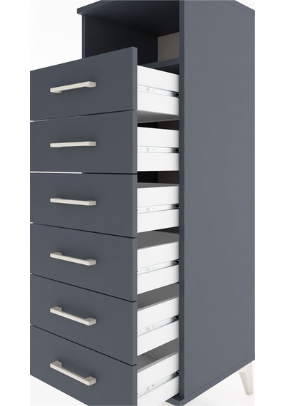 Hyperion Dolap Tek Raflı 6 Çekmeceli 44x44x134 Antrasit-antrasit Antrasit