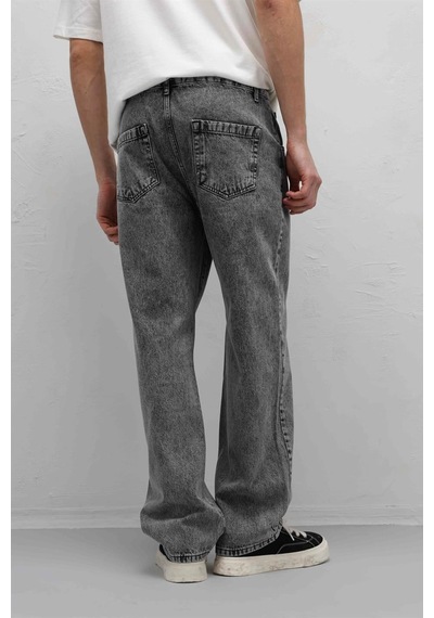 Vamos Dikiş Detaylı Relaxed Fit Jean Gri