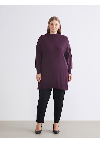 Lcw Modest Mor Dik Yaka Kadın Triko Tunik