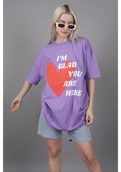 Mad Girls Lila Baskılı Tişört Mg1202