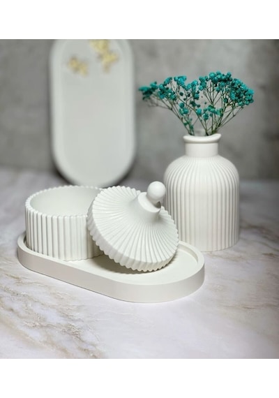 Bernami Vazo Pinterest 3 Lü Set Oval Tepsi Vazo Kapaklı Dekoratif Kutu Obje Süs Eşyası Biblo Diğer