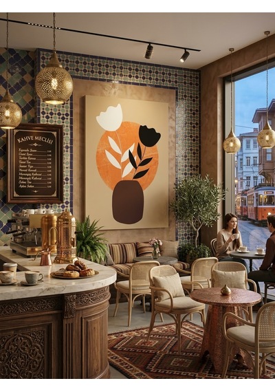 Tablo 60x90 Cm Büyük Boy Kafe Ve Salon Hediyelik Duvar Aksesuarı Kahverengi